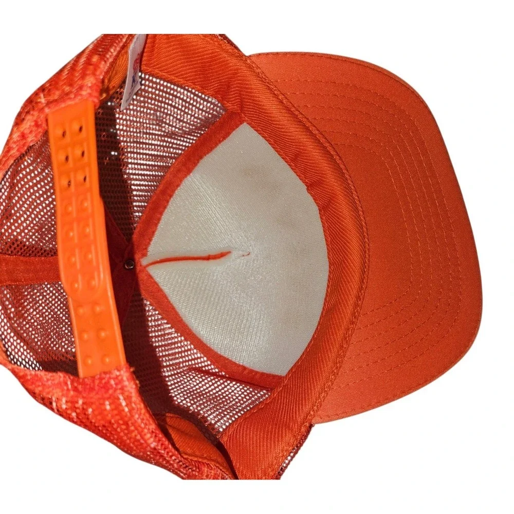 Vintage Wayne Paving Co Inc Trucker Hat Mesh Snapback Cap Orange Deadstock KC